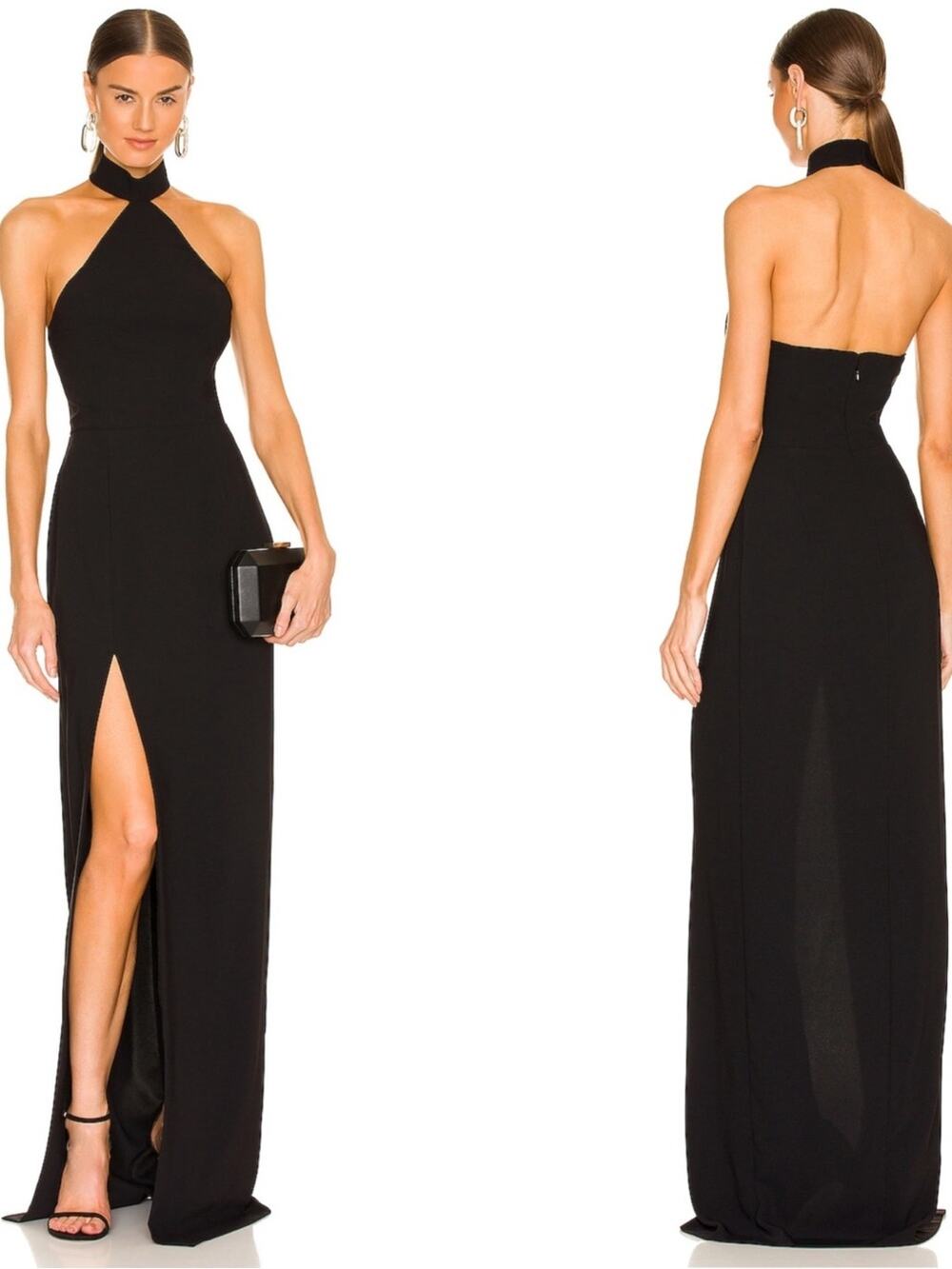 AMANDA UPRICHARD Queen Halterneck Black Maxi Dress Size Medium